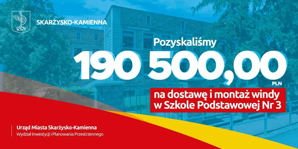 Dofinansowanie na windę w Szkole Podstawowej Nr 3