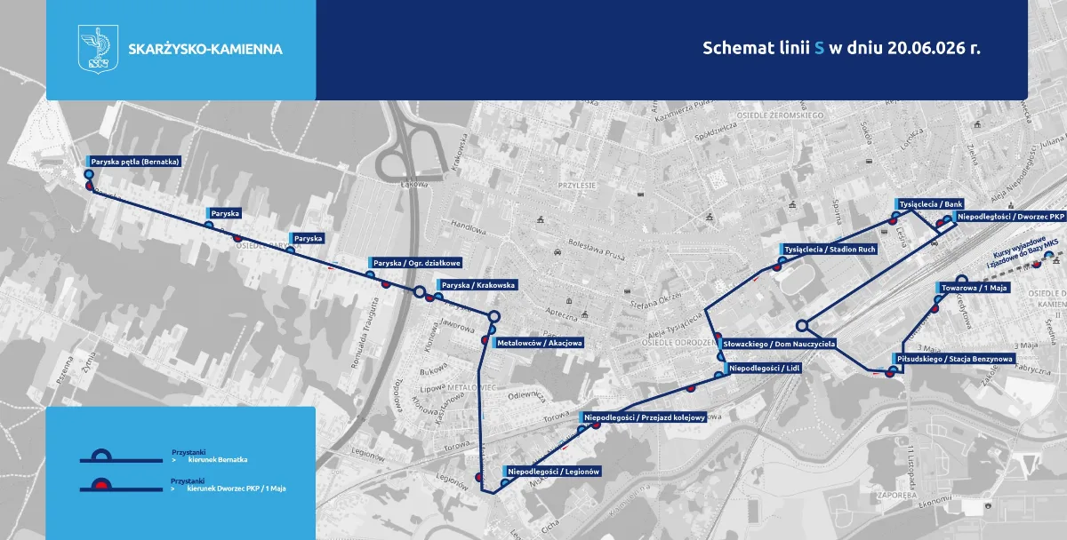 Bezpłatna linia autobusowa S na Noc Kupały nad Bernatką